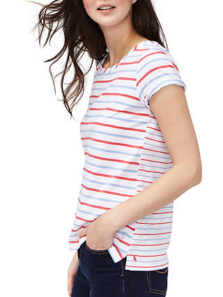 Joules Short Sleeve Stripe T-Shirt, Blue/Red/White