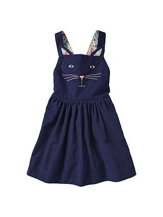 Mini Boden Girls' Cat Dungaree Dress, Blue