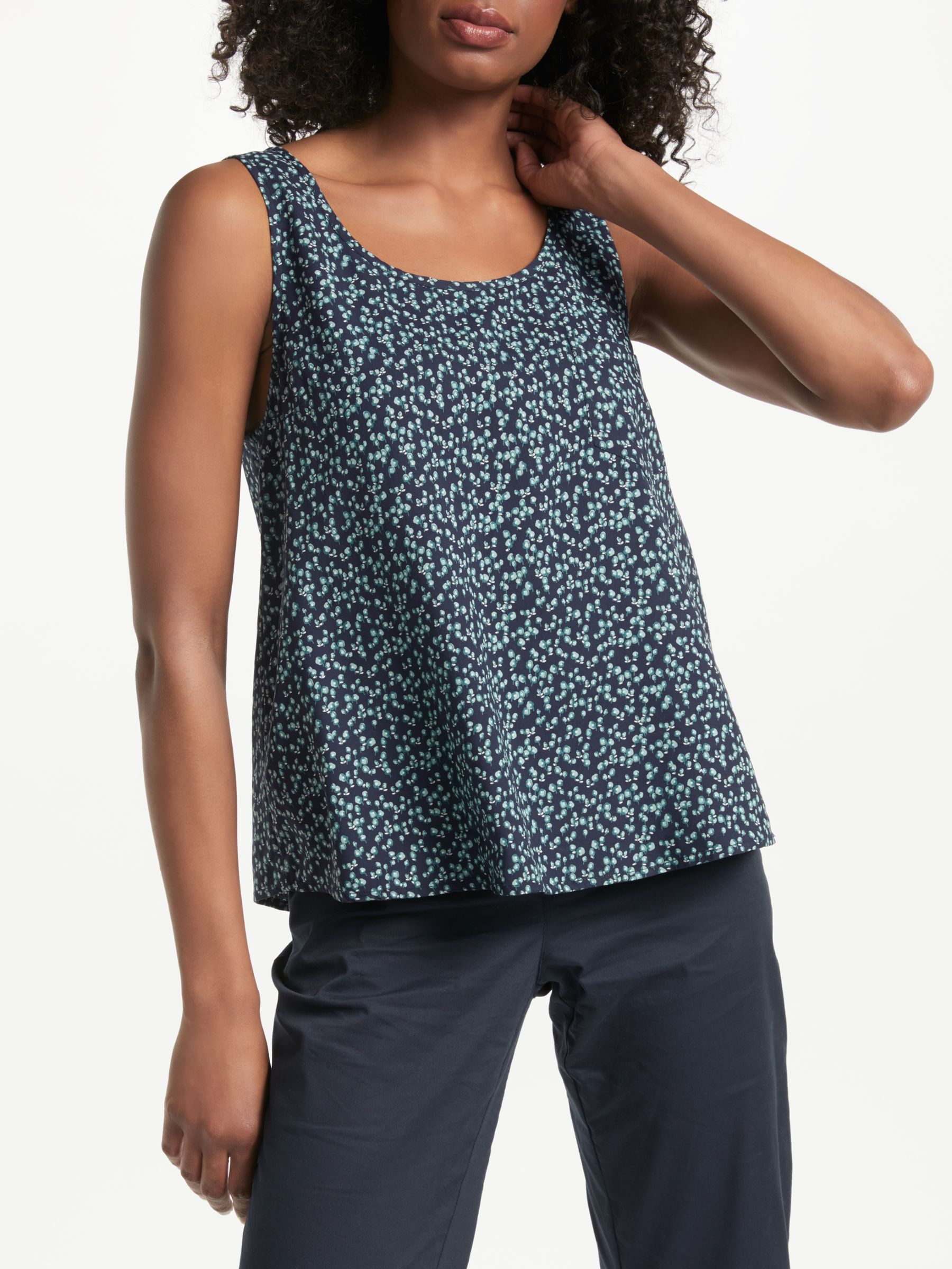 Collection WEEKEND by John Lewis Poppy Print Sleeveless Top, Navy/Blue