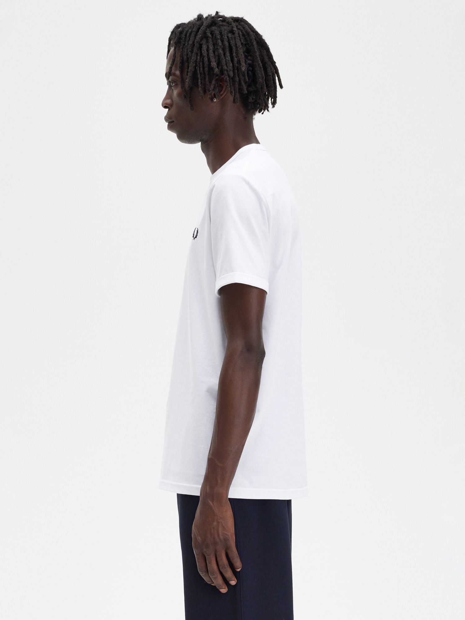 Fred Perry Ringer Crew Neck T-Shirt, White at John Lewis & Partners