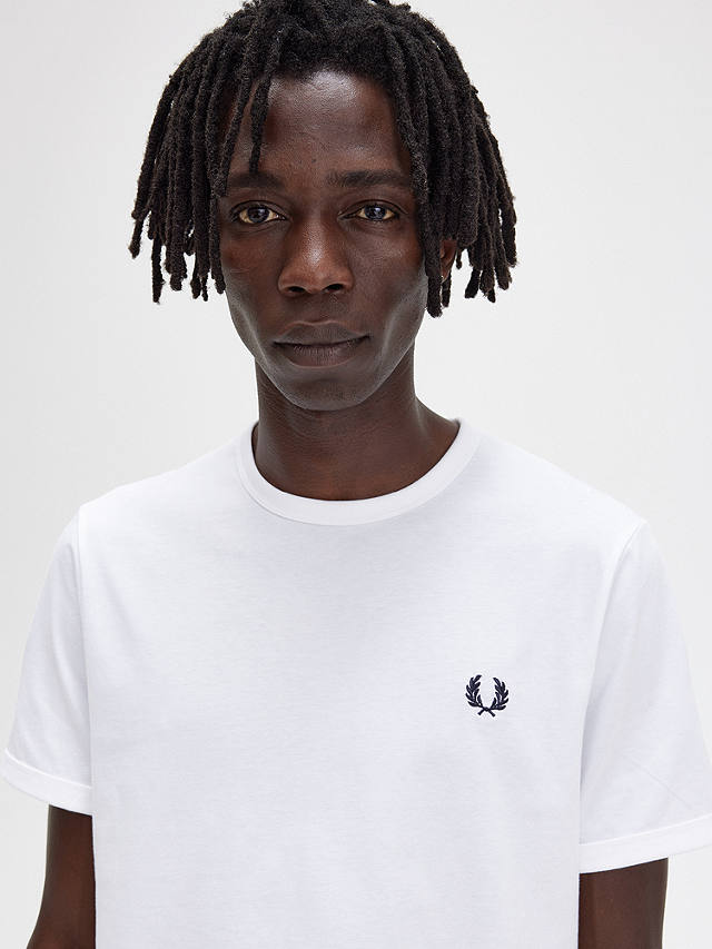 Fred Perry Ringer Crew Neck T-Shirt, White 