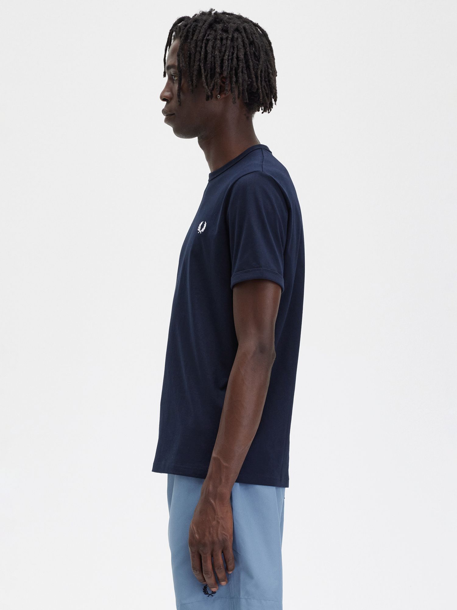 Fred Perry Ringer Crew Neck T-Shirt, Navy at John Lewis & Partners