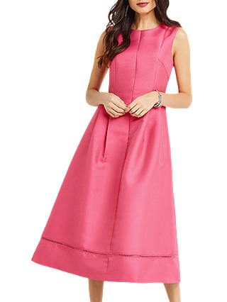 Oasis Satin Twill Midi Dress, Bright Pink