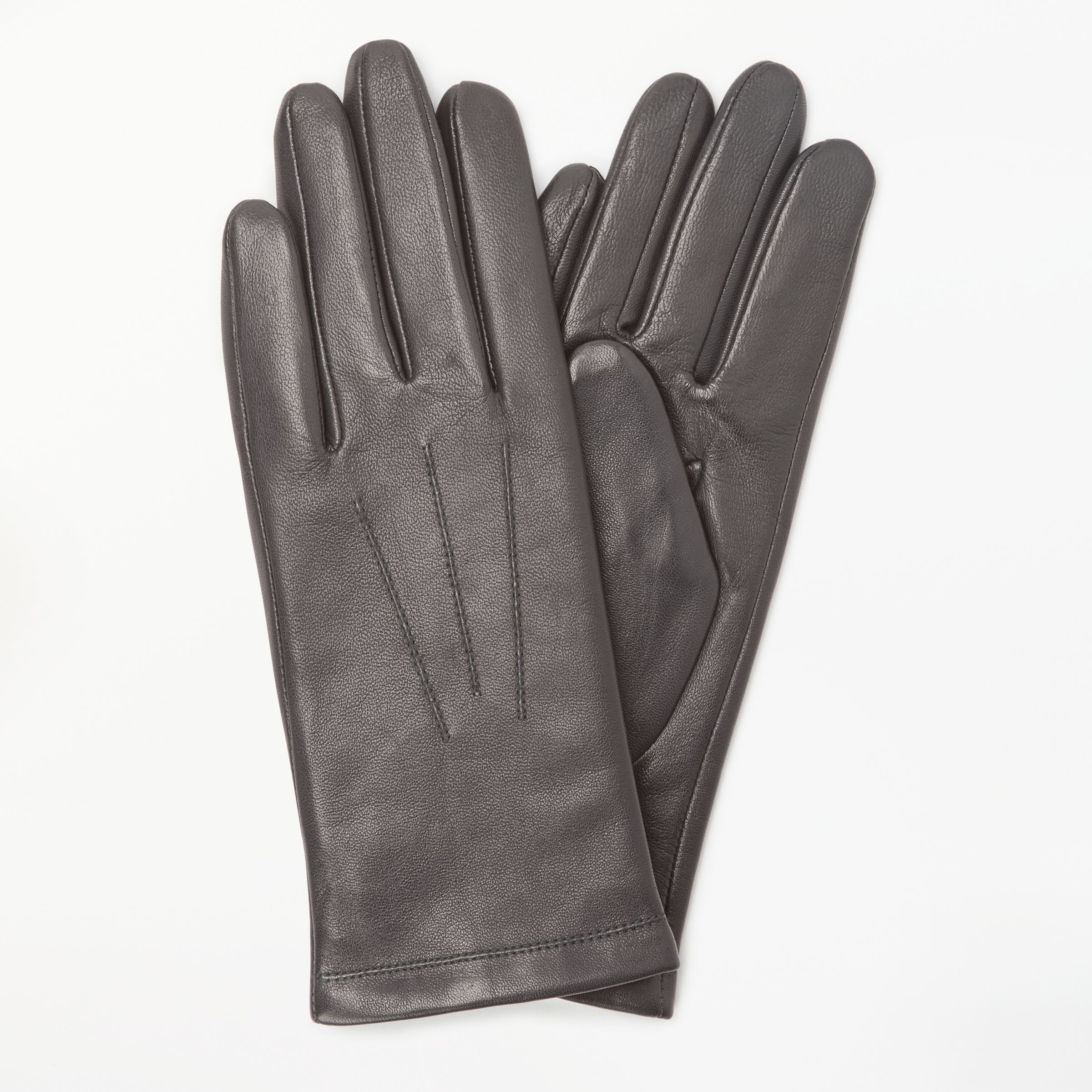 John Lewis & Partners Leather Fleece Lined Gloves