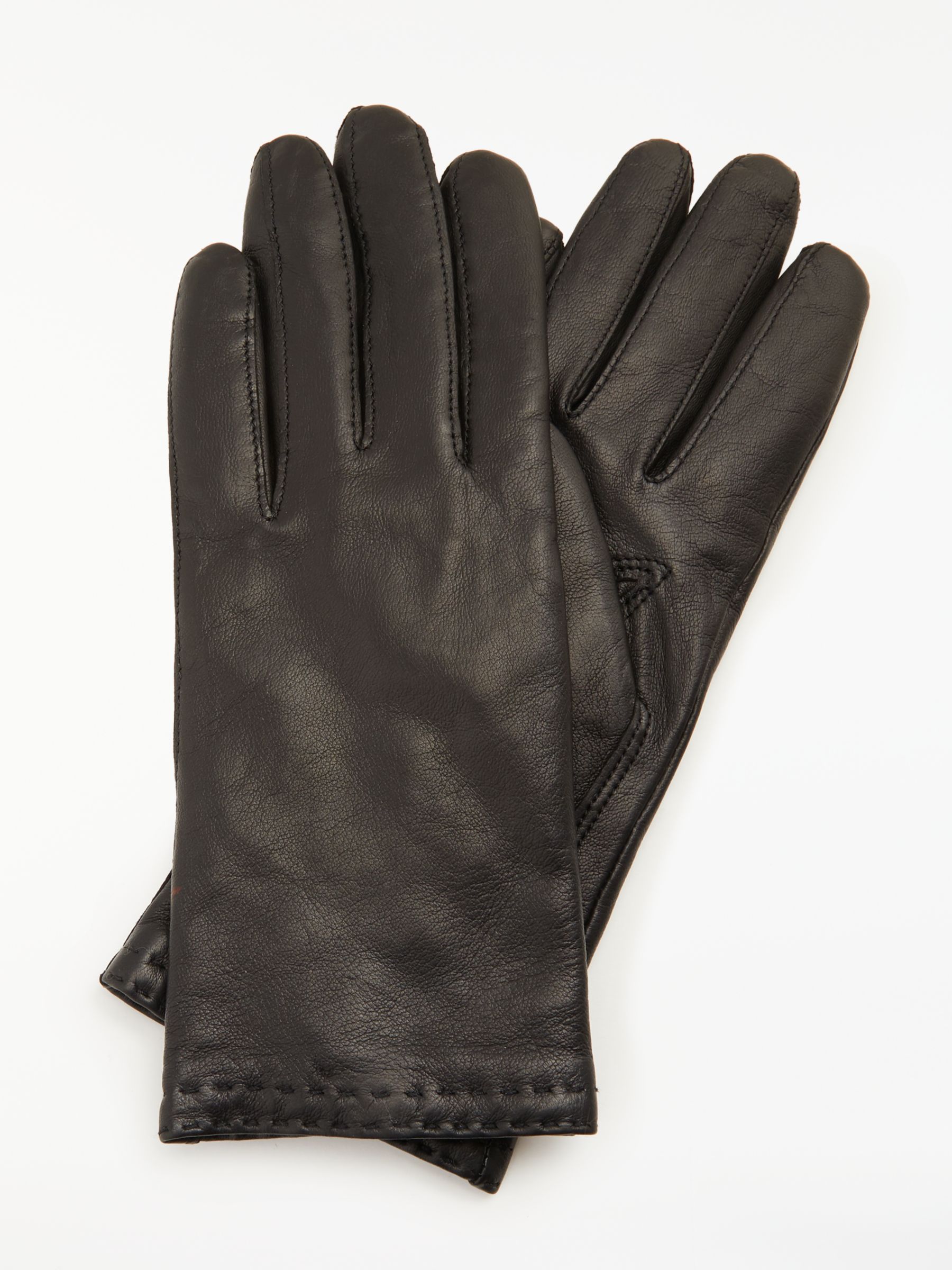 John Lewis & Partners Cashmere Lined Leather Double Stitch Row Gloves