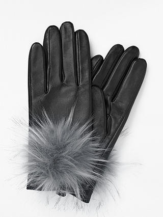 John Lewis & Partners Large Pom Pom Lambskin Gloves