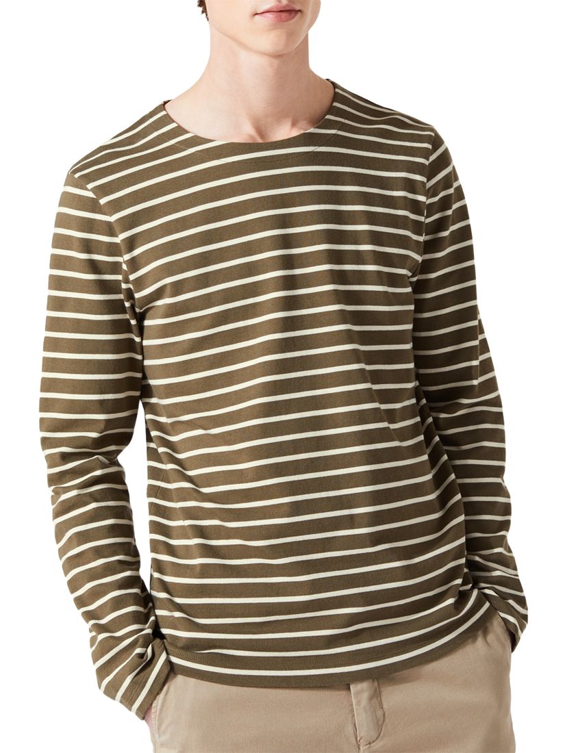 Jigsaw Alexander Long Sleeve Breton Top, Khaki