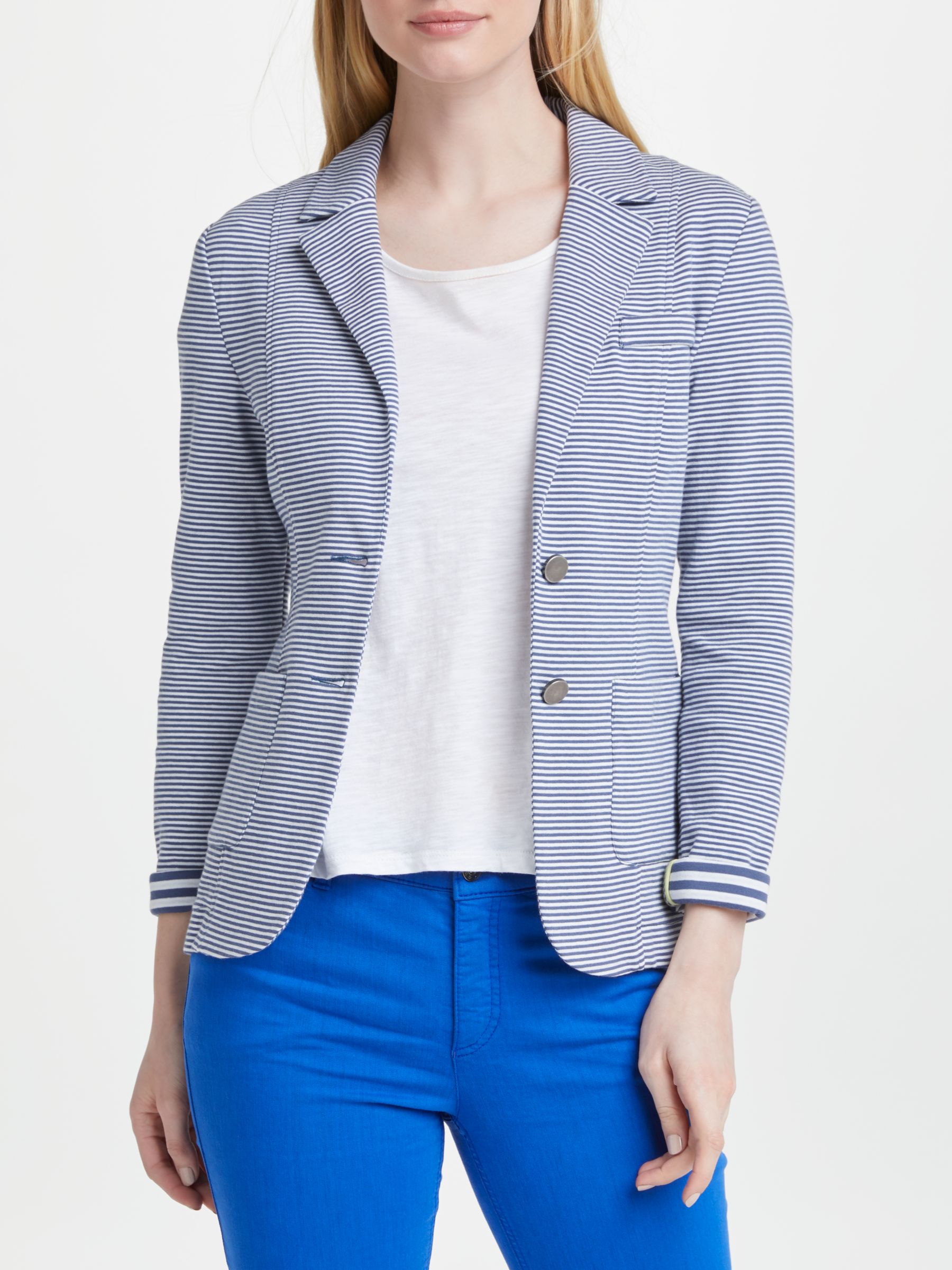 John Lewis John Lewis Womens Blue Striped  Jacket Suit Jacket Size 10 