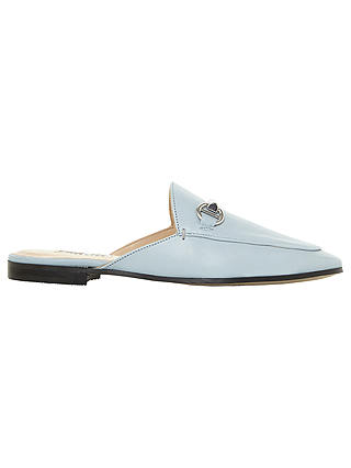 Dune Gene Backless Loafers, Pale Blue Leather
