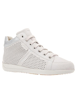 Geox Women's Myria High Top Lace Up Trainers, White Leather
