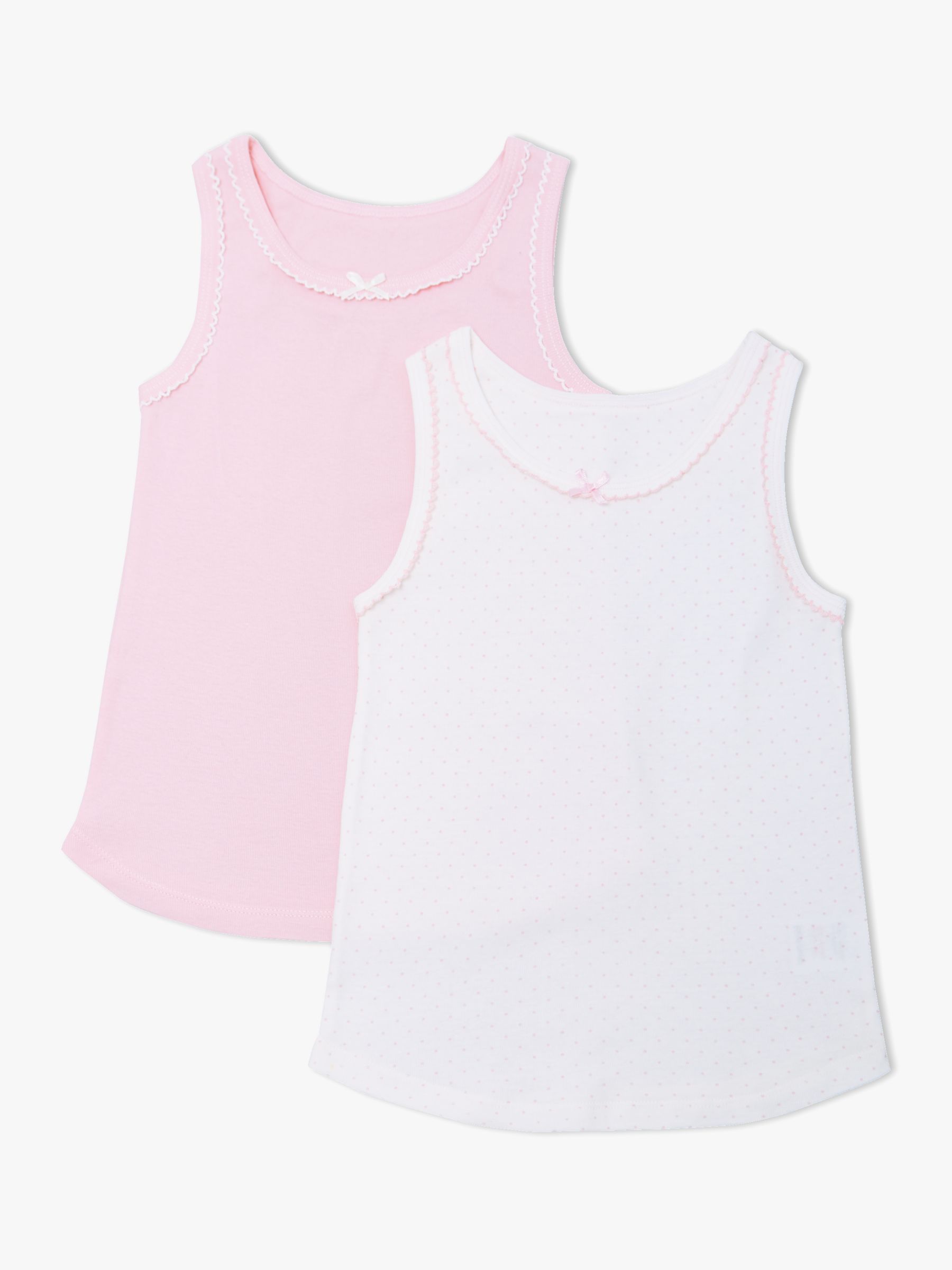John Lewis Kids' Cotton Vest Tops, Pack of 2, Pink