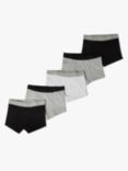 John Lewis Kids' Trunks, Pack of 5, Black/Grey