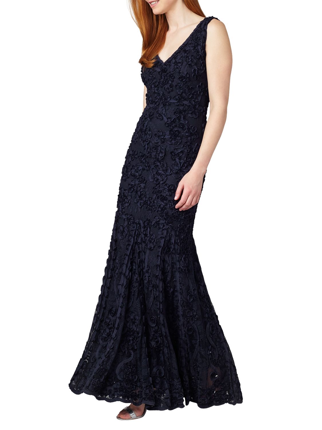 Phase Eight Collection 8 Rosa Tapework Full Length Dress Navy 3723