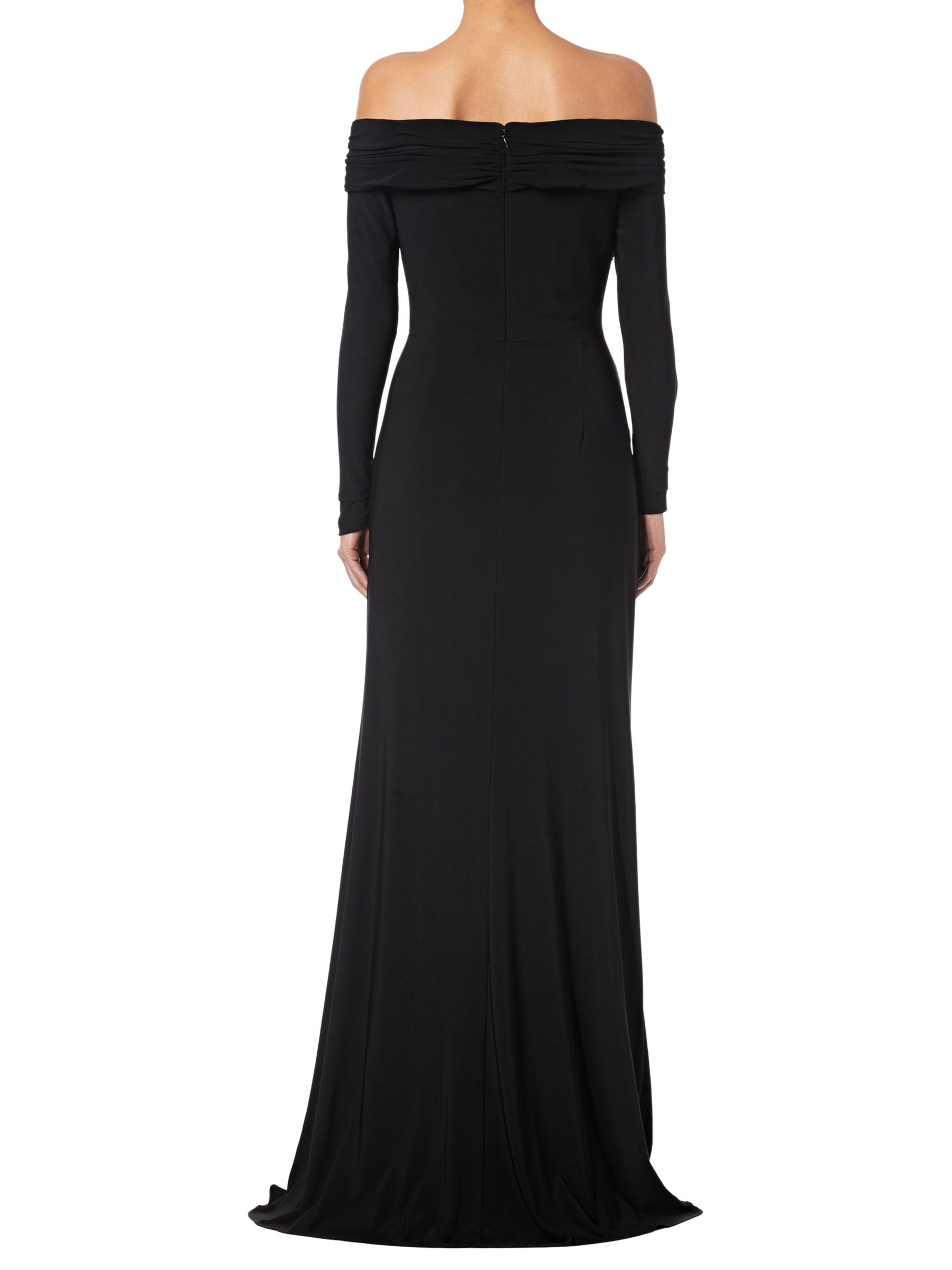 Adrianna Papell Draped Jersey Long Dress, Black