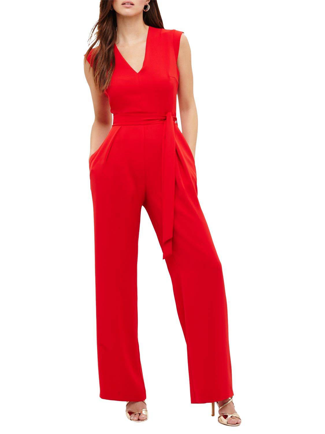 Phase Eight Adelaide Belted Jumpsuit, Red at John Lewis & Partners
