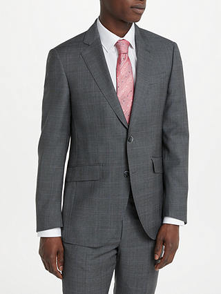 Hackett London Prince of Wales Check Regular Fit Suit Jacket, Mid Grey