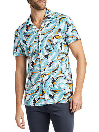 BOSS Esalsa Short Sleeve Printed Shirt, Turquoise/Aqua