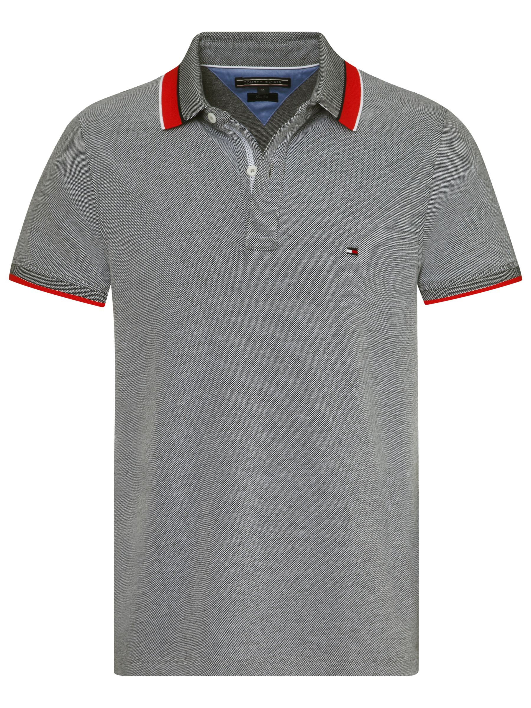 Tommy Hilfiger Oxford Tipped Slim Polo Shirt, Sky Captain