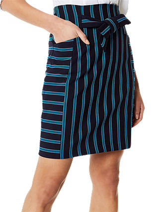 Karen Millen Stripe Skirt, Blue/Multi