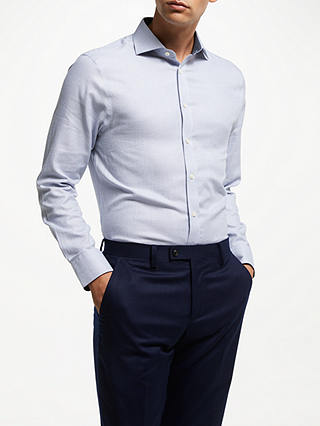 John Lewis & Partners Plain Brushed Cotton Shirt, Sky Blue