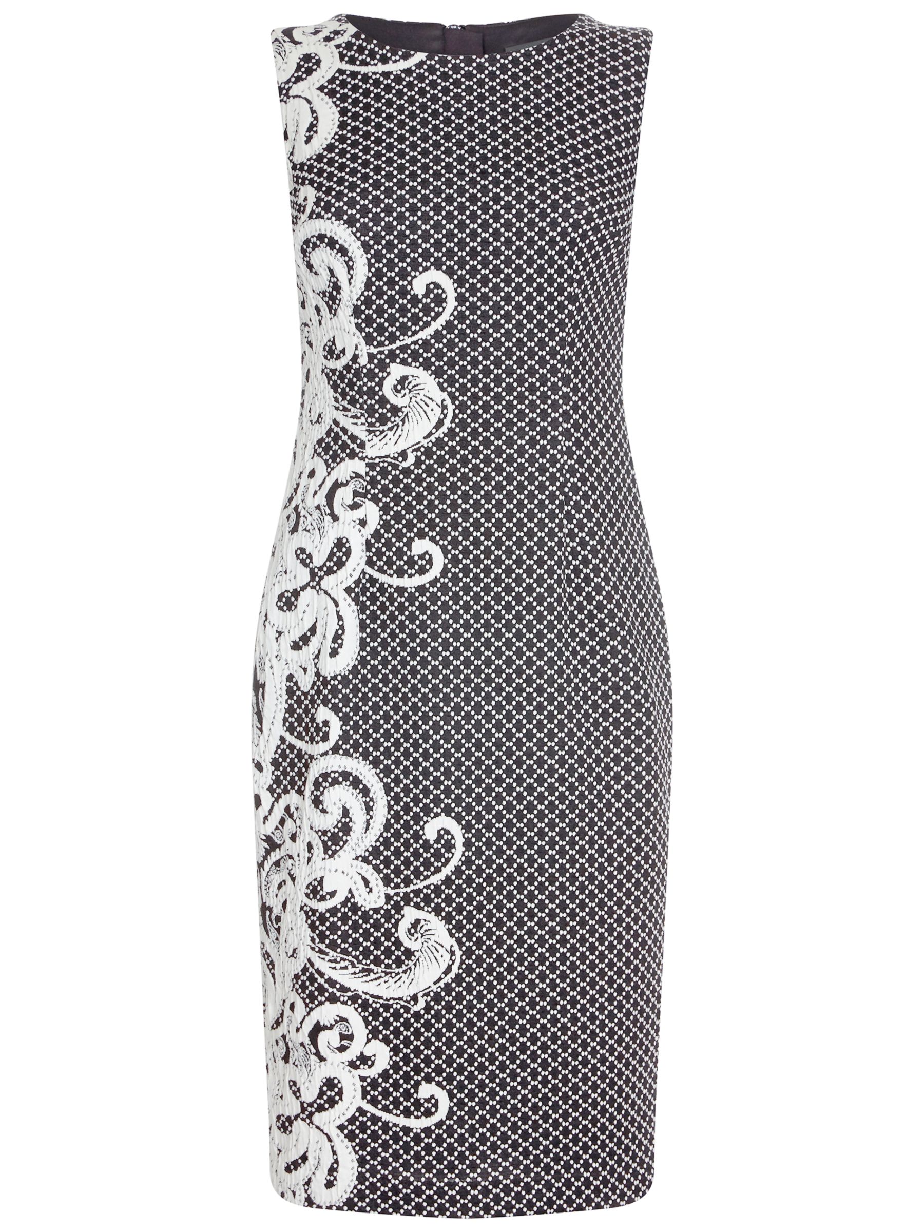 Adrianna Papell Scroll Border Dress, Black/Ivory