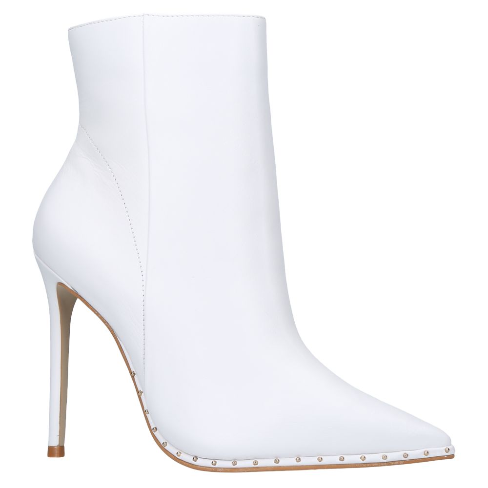 Carvela Spectacle Stiletto Heeled Pointed Toe Ankle Boots, White ...