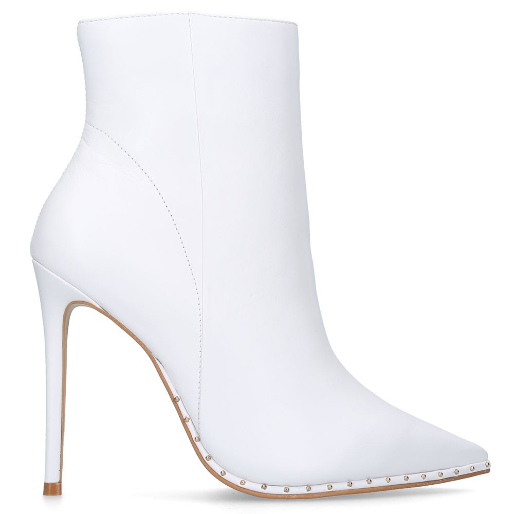 white leather pointed toe boots