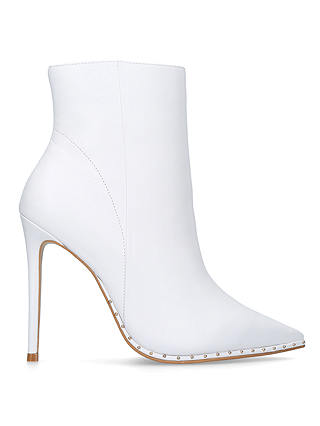 Carvela Spectacle Stiletto Heeled Pointed Toe Ankle Boots, White Leather