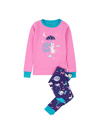 Hatley Girls' Fall To Sleep Organic Cotton Pyjamas, Pink/Blue