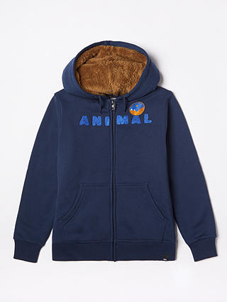 Animal Boys' Scout Sherpa Lined Hoodie, Navy
