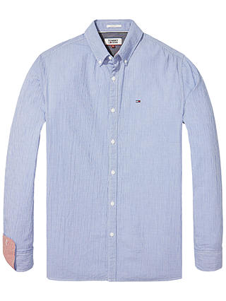 Tommy Jeans Slim Fit Long Sleeve Check Seersucker Shirt, Nautical Blue
