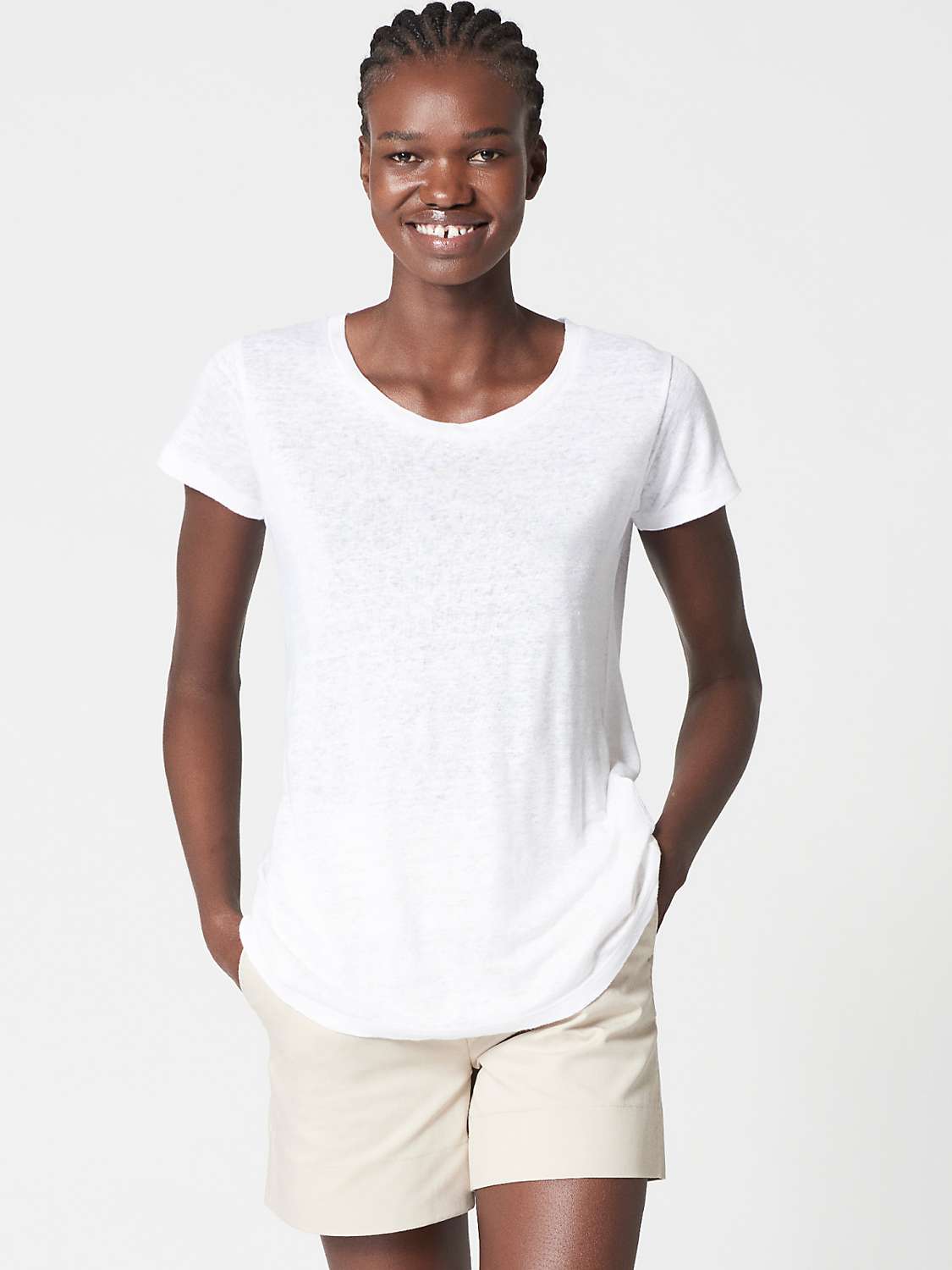 Buy Winser London Pure Linen T-Shirt, White Online at johnlewis.com