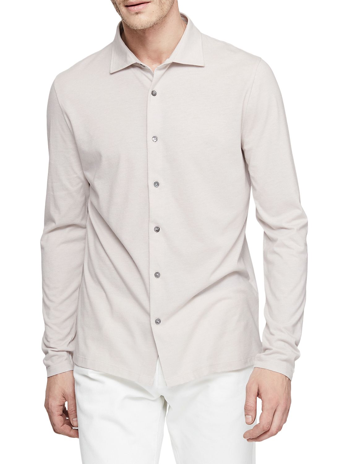 Reiss Oliver Jersey Shirt, Soft Grey, L