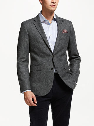 John Lewis & Partners Wool Herringbone Tailored Blazer, Grey