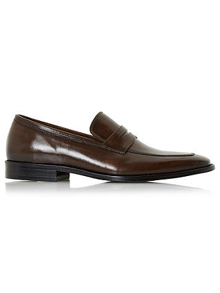 Dune Philipe Saddle Detail Leather Loafers, Brown