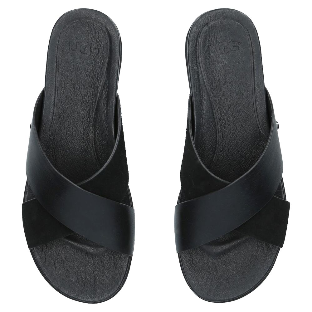 UGG Kari Cross Strap Sandals, Black Leather