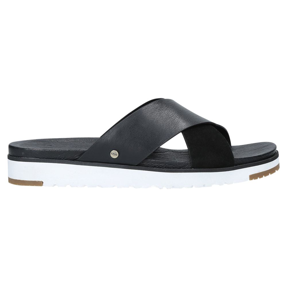 UGG Kari Cross Strap Sandals, Black Leather