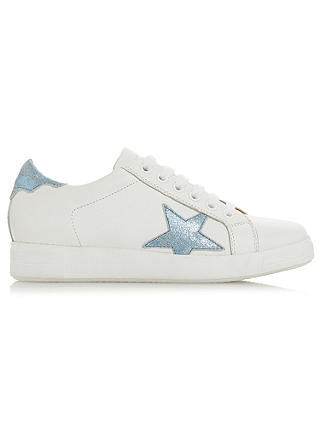 Dune Edris Lace Up Star Trainers, White Leather