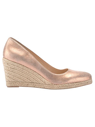 Mint Velvet Grace Wedge Heel Court Shoes, Rose Gold Leather