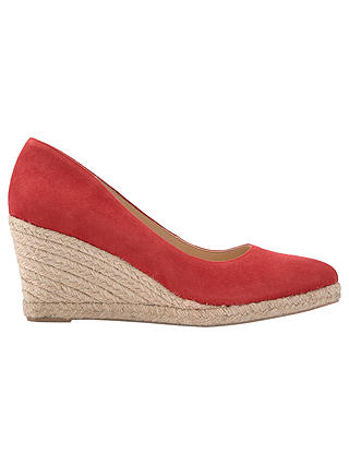 Mint Velvet Grace Wedge Heel Court Shoes, Red Suede