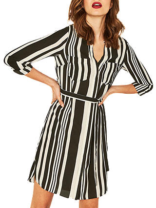 Oasis Stripe Shirt Dress, Black/White