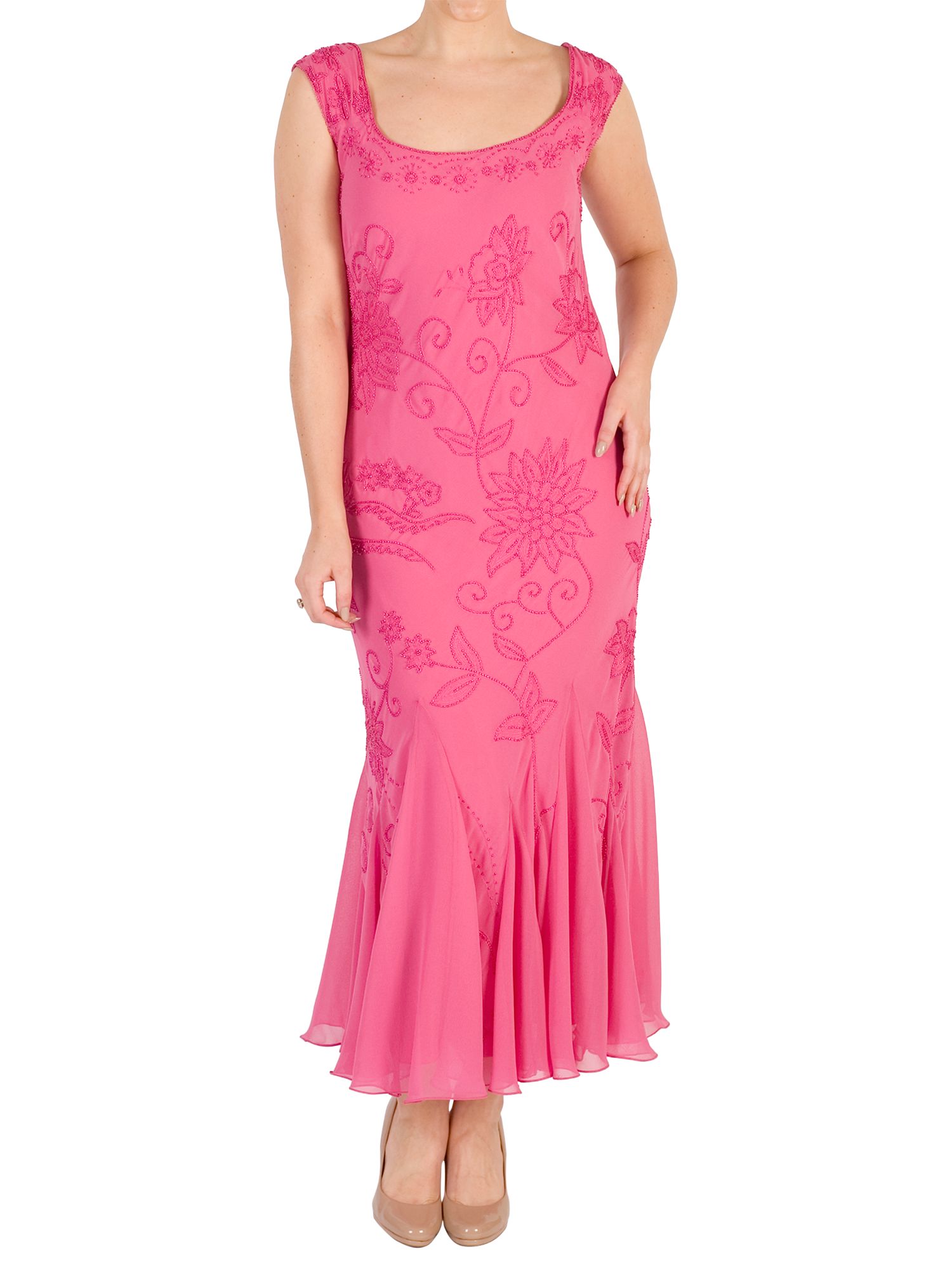 Chesca Embroidered Beaded Dress, Rose Pink
