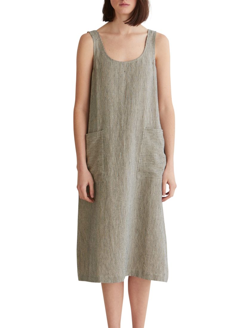 Toast Ticking Stripe Linen Sun Dress, Ecru/Grey