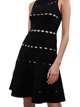 French Connection Crepe Flared Dress, Black