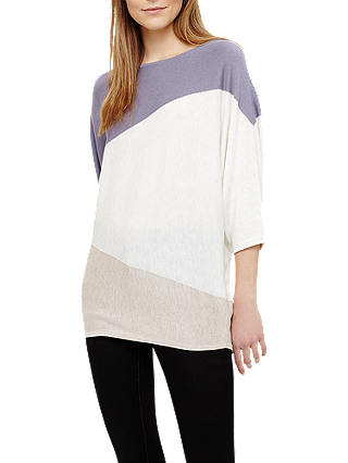 Phase Eight Becca Diagonal Block Knitted Jumper, Neutral