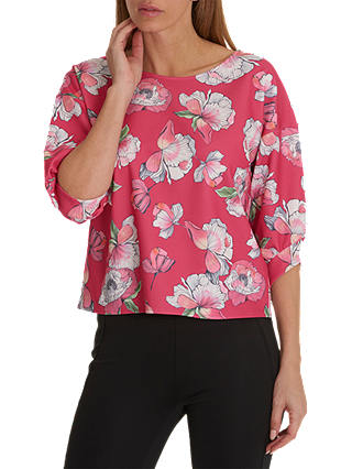 Betty & Co. Floral Print Top, Dark Pink