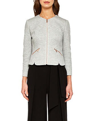 Ted Baker Hatie Textured Cropped Jacket, Grey
