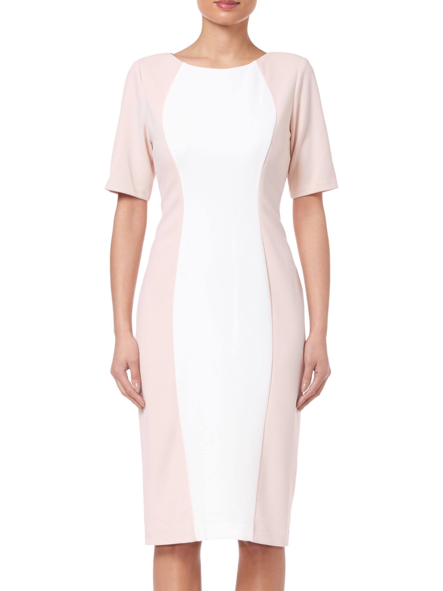 Adrianna Papell Crepe Colorblock Dress, Blush/Ivory