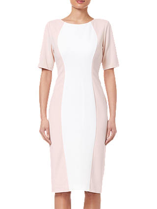 Adrianna Papell Crepe Colorblock Dress, Blush/Ivory