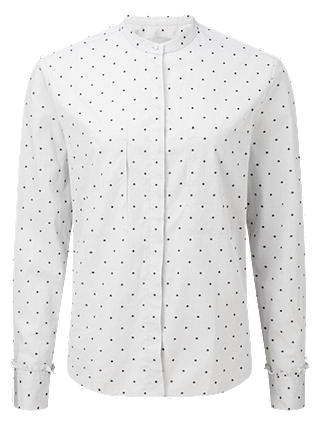 Jigsaw Spot Grandad Collar Shirt, Grey